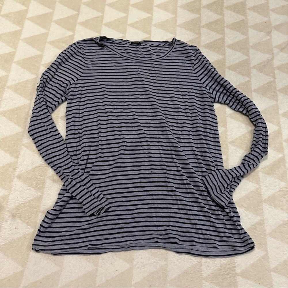 J crew long sleeve stripe stretch suiting tee viscose